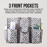 Utility Tote Bag with Zipper Top - Large Multipurpose Tote Organizer Bag - Geo Gray