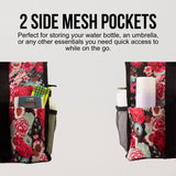 Utility Tote Bag with Zipper Top - Large Multipurpose Tote Organizer Bag - Red Floral