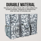 Utility Tote Bag with Zipper Top - Large Multipurpose Tote Organizer Bag - Damask Gray