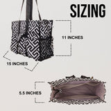 Utility Tote Bag with Zipper Top - Large Multipurpose Tote Organizer Bag - Geo Black