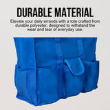 Utility Tote Bag with Zipper Top - Large Multipurpose Tote Organizer Bag - Blue