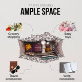 Utility Tote Bag with Zipper Top - Large Multipurpose Tote Organizer Bag - Damask Gray