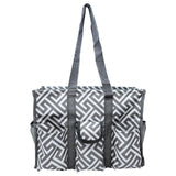 Utility Tote Bag with Zipper Top - Large Multipurpose Tote Organizer Bag - Geo Gray