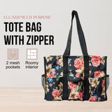 Utility Tote Bag with Zipper Top - Large Multipurpose Tote Organizer Bag - Rose