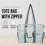 Utility Tote Bag with Zipper Top - Large Multipurpose Tote Organizer Bag - Gray