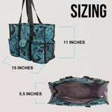 Utility Tote Bag with Zipper Top - Large Multipurpose Tote Organizer Bag - Paisley Blue