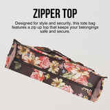 Utility Tote Bag with Zipper Top - Large Multipurpose Tote Organizer Bag - Rose