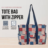 Utility Tote Bag with Zipper Top - Large Multipurpose Tote Organizer Bag - Flag