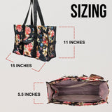 Utility Tote Bag with Zipper Top - Large Multipurpose Tote Organizer Bag - Rose