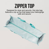 Utility Tote Bag with Zipper Top - Large Multipurpose Tote Organizer Bag - Light Blue