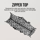 Utility Tote Bag with Zipper Top - Large Multipurpose Tote Organizer Bag - Geo Black