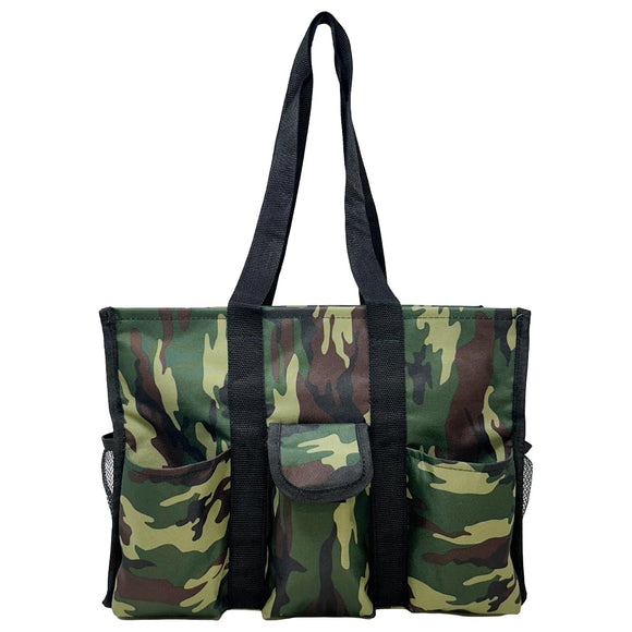 Utility Tote Bag with Zipper Top - Large Multipurpose Tote Organizer Bag - Camo