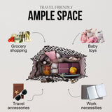 Utility Tote Bag with Zipper Top - Large Multipurpose Tote Organizer Bag - Geo Black