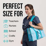 Utility Tote Bag with Zipper Top - Large Multipurpose Tote Organizer Bag - Light Blue