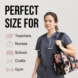 Utility Tote Bag with Zipper Top - Large Multipurpose Tote Organizer Bag - Rose