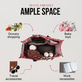 Utility Tote Bag with Zipper Top - Large Multipurpose Tote Organizer Bag - Red Floral