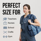 Utility Tote Bag with Zipper Top - Large Multipurpose Tote Organizer Bag - Geo Navy