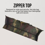 Utility Tote Bag with Zipper Top - Large Multipurpose Tote Organizer Bag - Camo