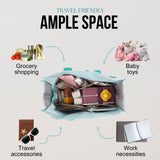 Utility Tote Bag with Zipper Top - Large Multipurpose Tote Organizer Bag - Light Blue