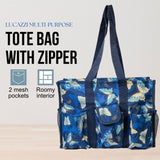 Utility Tote Bag with Zipper Top - Large Multipurpose Tote Organizer Bag - Butterfly Gold