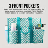 Utility Tote Bag with Zipper Top - Large Multipurpose Tote Organizer Bag - Geo Teal