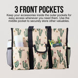 Utility Tote Bag with Zipper Top - Large Multipurpose Tote Organizer Bag - Cactus Beige
