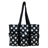 Utility Tote Bag with Zipper Top - Large Multipurpose Tote Organizer Bag - Polka Dot