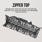 Utility Tote Bag with Zipper Top - Large Multipurpose Tote Organizer Bag - Elephant Black