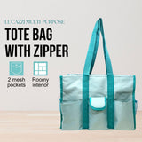 Utility Tote Bag with Zipper Top - Large Multipurpose Tote Organizer Bag - Light Blue