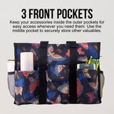 Utility Tote Bag with Zipper Top - Large Multipurpose Tote Organizer Bag - Butterfly Pink