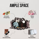 Utility Tote Bag with Zipper Top - Large Multipurpose Tote Organizer Bag - Polka Dot