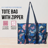 Utility Tote Bag with Zipper Top - Large Multipurpose Tote Organizer Bag - Butterfly Pink