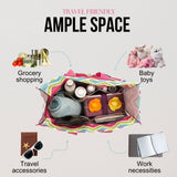 Utility Tote Bag with Zipper Top - Large Multipurpose Tote Organizer Bag - Chevron Multi