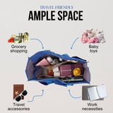 Utility Tote Bag with Zipper Top - Large Multipurpose Tote Organizer Bag - Blue