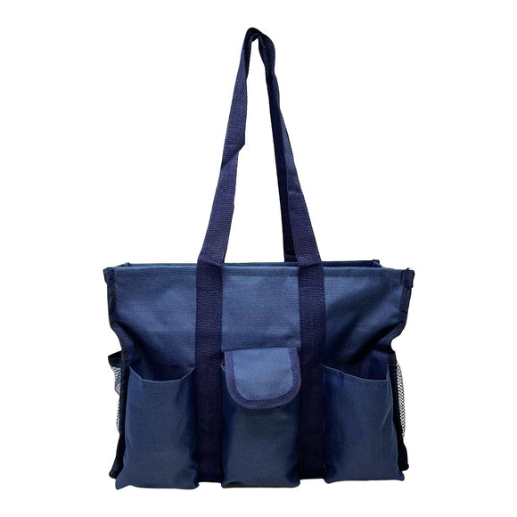 Utility Tote Bag with Zipper Top - Large Multipurpose Tote Organizer Bag - Navy Blue