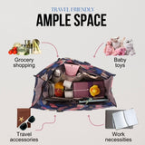 Utility Tote Bag with Zipper Top - Large Multipurpose Tote Organizer Bag - Butterfly Pink