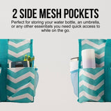 Utility Tote Bag with Zipper Top - Large Multipurpose Tote Organizer Bag - Chevron Teal