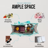 Utility Tote Bag with Zipper Top - Large Multipurpose Tote Organizer Bag - Chevron Teal