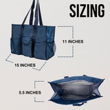 Utility Tote Bag with Zipper Top - Large Multipurpose Tote Organizer Bag - Navy Blue