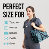 Utility Tote Bag with Zipper Top - Large Multipurpose Tote Organizer Bag - Paisley Blue