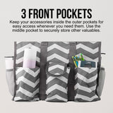 Utility Tote Bag with Zipper Top - Large Multipurpose Tote Organizer Bag - Chevron Grey