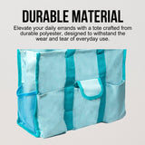 Utility Tote Bag with Zipper Top - Large Multipurpose Tote Organizer Bag - Light Blue