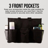 Utility Tote Bag with Zipper Top - Large Multipurpose Tote Organizer Bag - Black