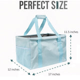 Large Utility Tote Bag - Oversized Collapsible Tote with Wire Frame - Includes 5x7 Bag with Hook - Light Blue