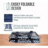 Large Utility Tote Bag - Oversized Collapsible Tote with Wire Frame - Includes 5x7 Bag with Hook - Geo Navy