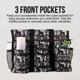 Utility Tote Bag with Zipper Top - Large Multipurpose Tote Organizer Bag - Elephant Black