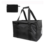 Large Utility Tote Bag - Oversized Collapsible Tote with Wire Frame - Includes 5x7 Bag with Hook - Black