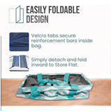 Large Utility Tote Bag - Oversized Collapsible Tote with Wire Frame - Includes 5x7 Bag with Hook - Chevron Teal