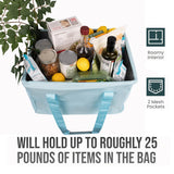 Large Utility Tote Bag - Oversized Collapsible Tote with Wire Frame - Includes 5x7 Bag with Hook - Light Blue