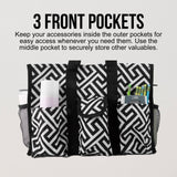 Utility Tote Bag with Zipper Top - Large Multipurpose Tote Organizer Bag - Geo Black